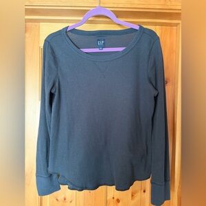 GAP Women's Dark Gray Long Sleeve Waffle Top